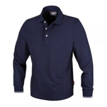 ​Langarm-Poloshirt, 3 Knöpfe, aus 100% Baumwolle, 200 g/m2, blau