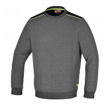 Sweatshirt mit Rundhalsausschnitt grau meliert und schwarze Einsätze